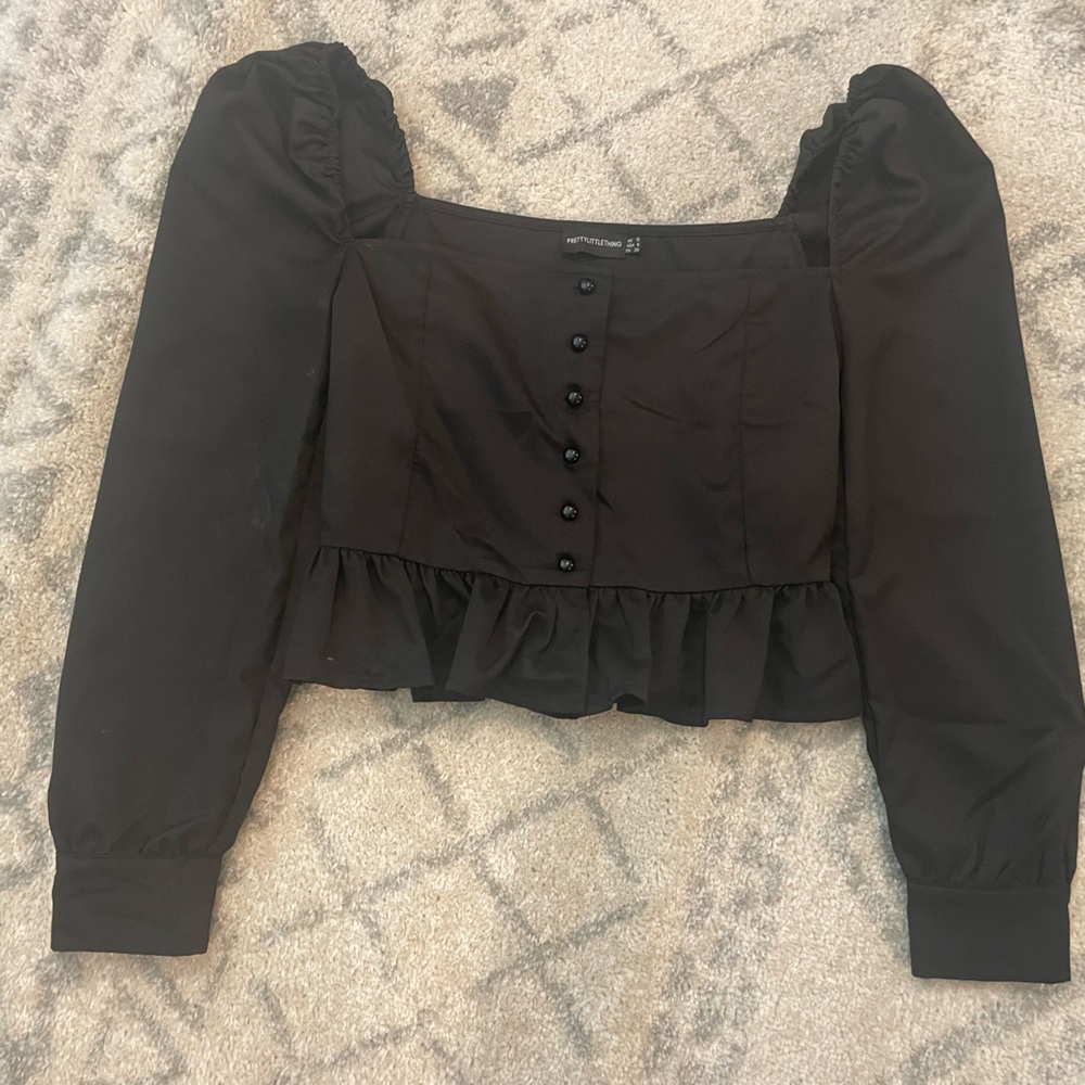 Black puff-Sleeve crop top